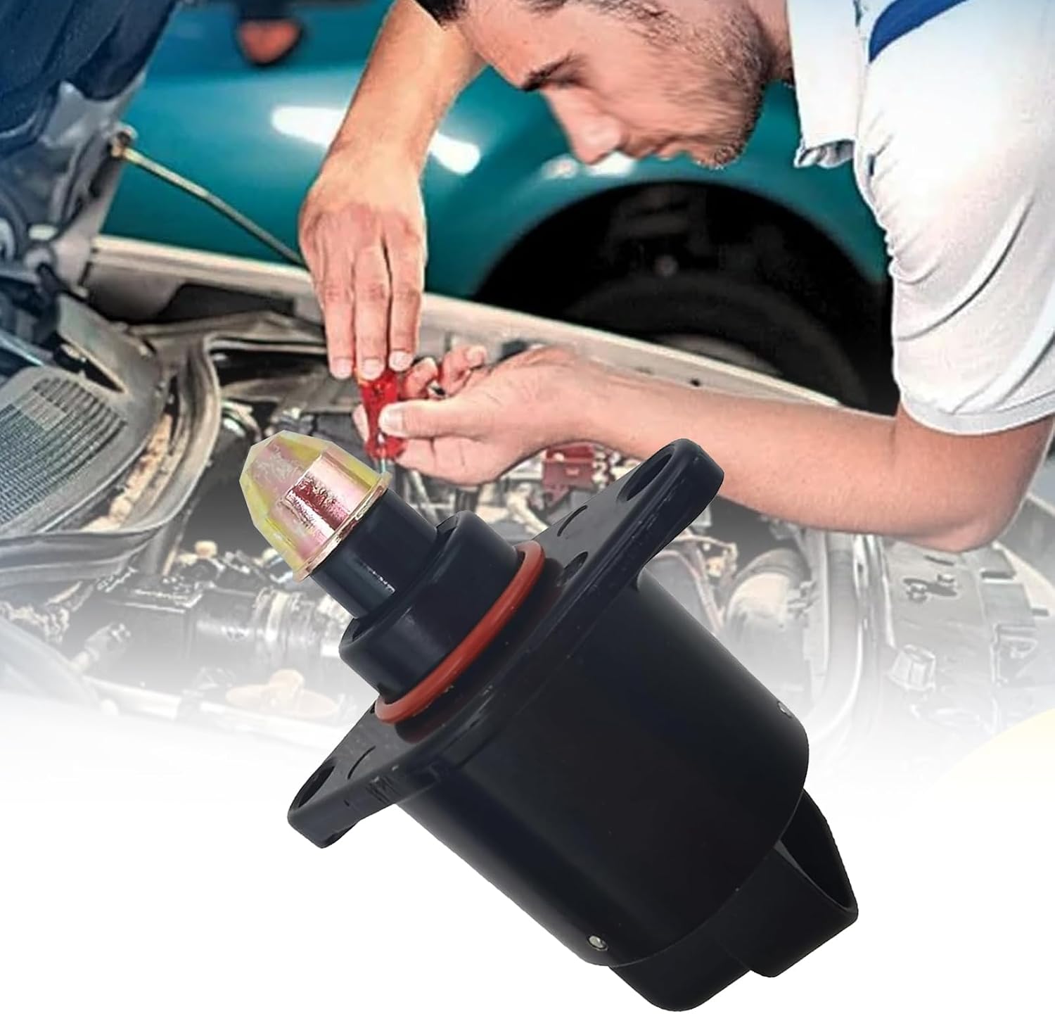 ijuicy 1 PC Car Idle Air Control Valve, Throttle Stepper Motor for Stable Engine Operation, Original Replacement Parts, OEM: 90380/10526/90325864, Compatible with King Kong Idle Motor (Black)