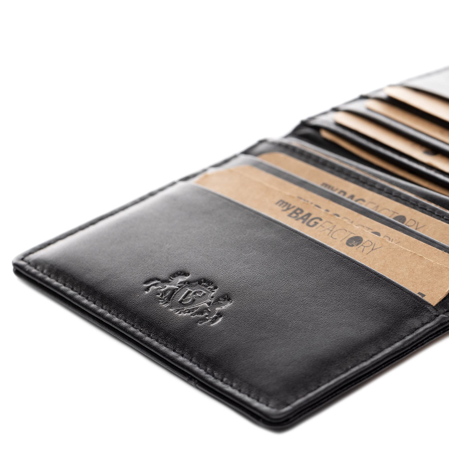 SID & VAIN® Tarjetero RFID protección Earnest Billetera Ultra Fina Monedero Delgado Piel Genuina Negro Unisex, Mujer, Hombre | Hecho a Mano