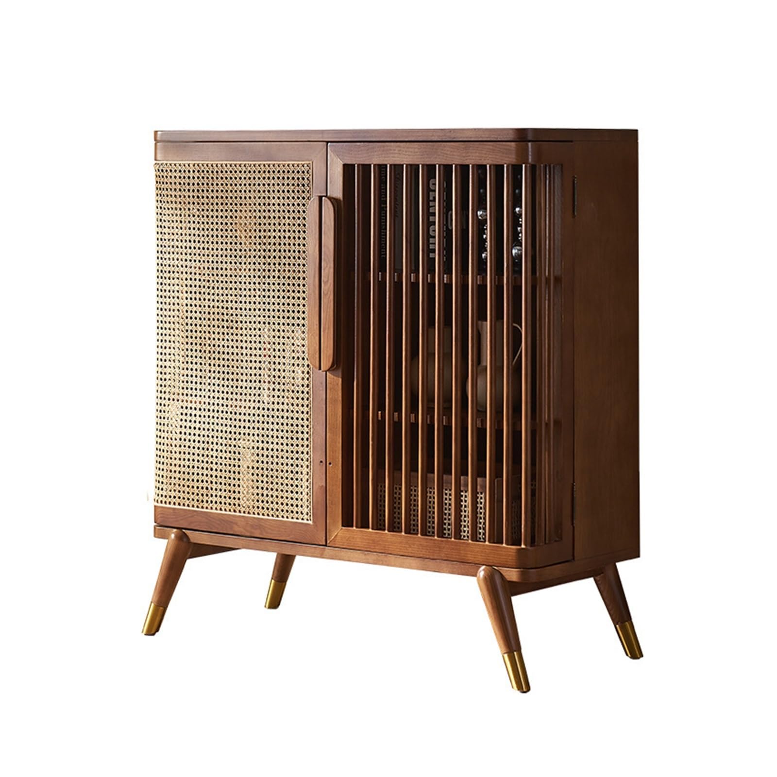 Armadio cucina Mobile contenitore for soggiorno con credenza in legno rattan stoccaggio