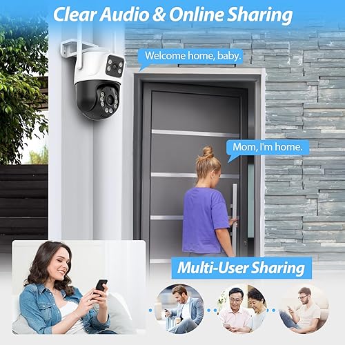 Miniatura 6 de TOWODE Cámara de seguridad de 6MP para exteriores, sistema de vigilancia PTZ de 360  PTZ, enlace de doble lente 2.4 GHz, grabación 247, cámara WiFi