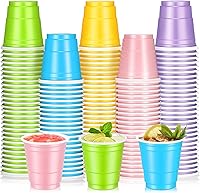 Vista 31 de Roshtia Paquete de 100 vasos de plástico de 2 onzas, mini vasos de chupito desechables de 2 onzas para fiesta de Pascua, boda, servicio de sabor