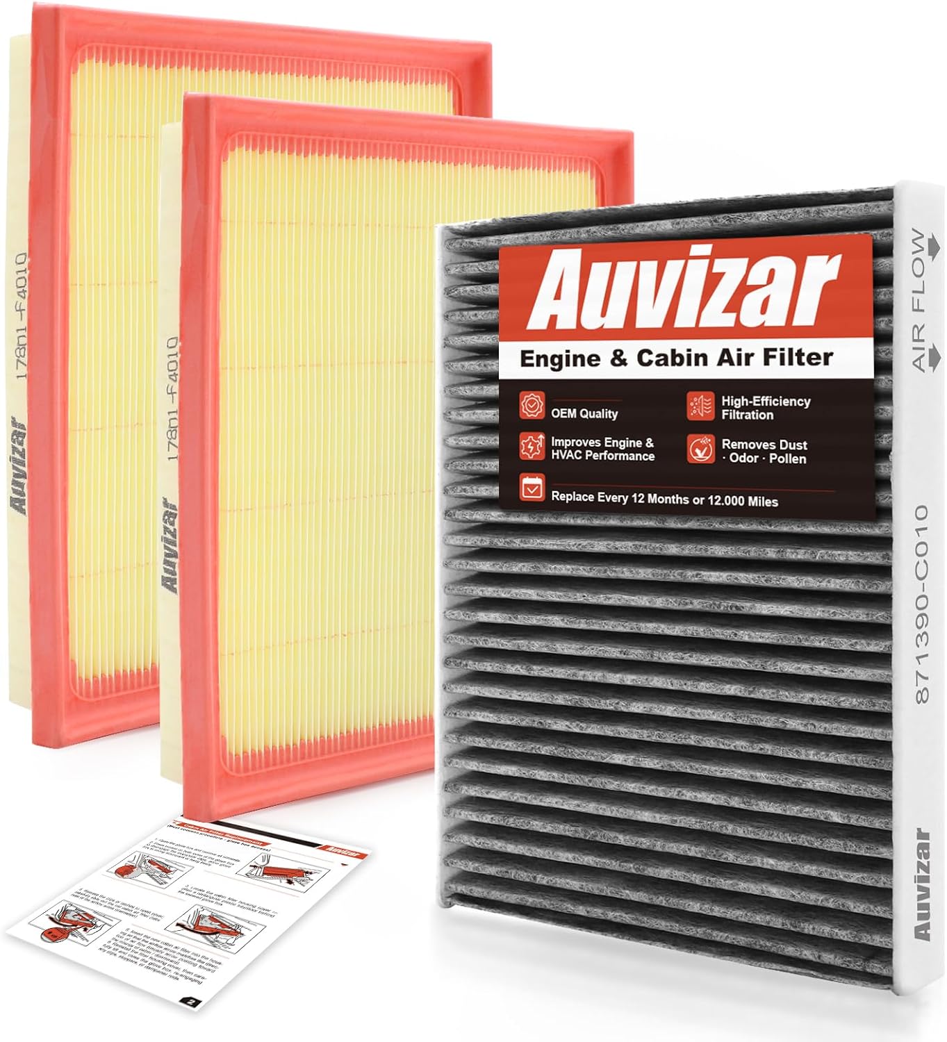 Engine & Cabin Air Filter Kit for Tundra (2022 2023 2024 2025), Sequoia (2023 2024 2025), Replaces 17801-F4010, 871390-C010, WA11653 WP10652