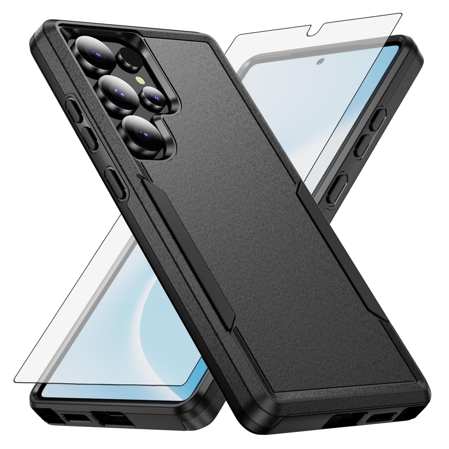 Asuwish Phone Case for Samsung Galaxy S25 Ultra 5G with Tempered Glass Screen Protector Cover and Mobile Dual Layer Back Shockproof Cell Accessories