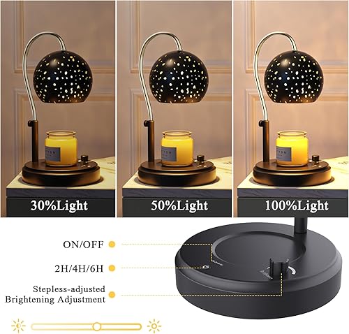 Miniatura 5 de Lámpara calentadora de velas con temporizador, lámpara calentadora de velas de altura ajustable con 2 bombillas, lámpara eléctrica regulable para