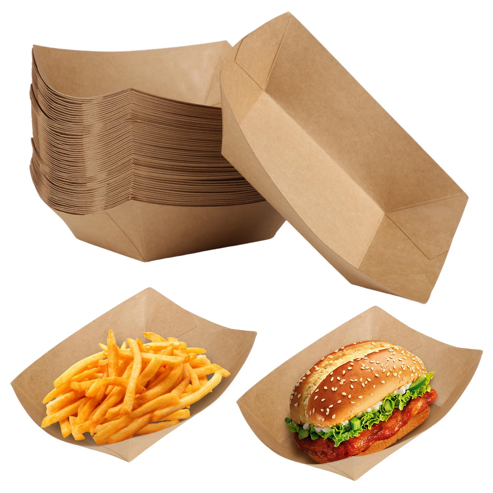 60 ciotole per patatine fritte in cartone 16,7 x 11,5 x 4 cm