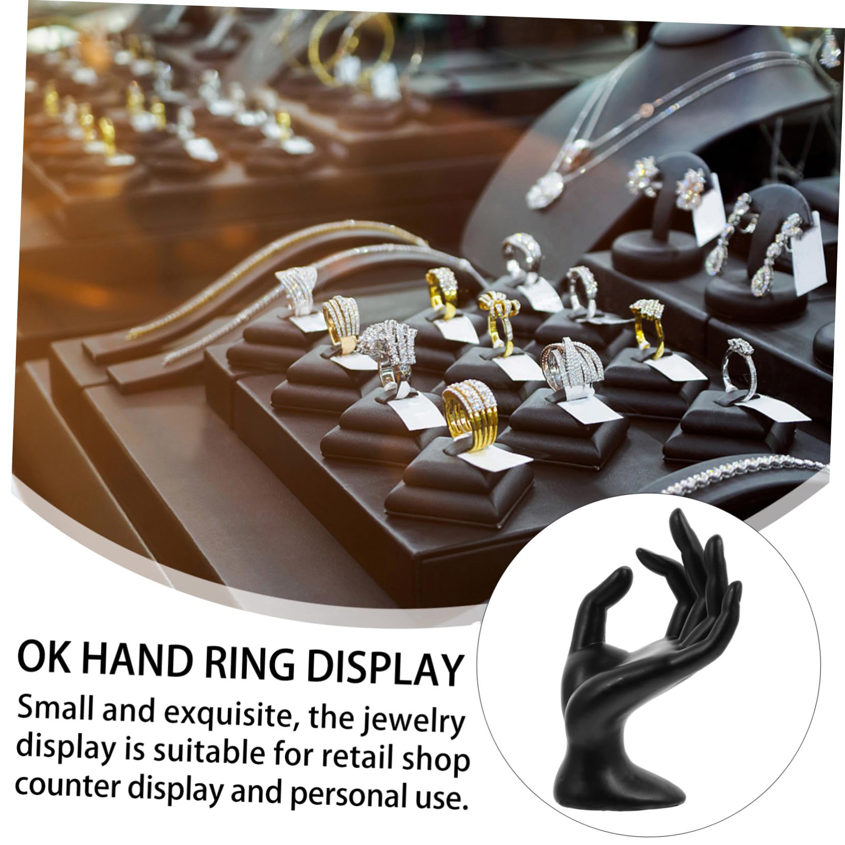 KOMBIUDA 2 Pièces Présentoir Bijoux Résine Support Main pour Bagues Bracelets Organiseur Compact Élégant et Gain de Place