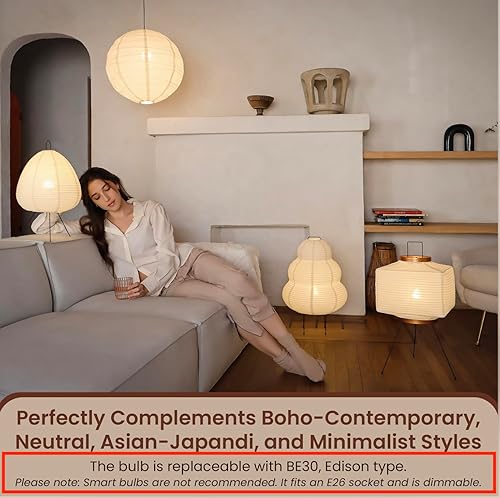 Miniatura 9 de Akari Noguchi Ambient Lighting Lámpara de pie de linterna de papel japonesa • Lámpara de linterna de papel de arroz • Lámpara de pie japonesa