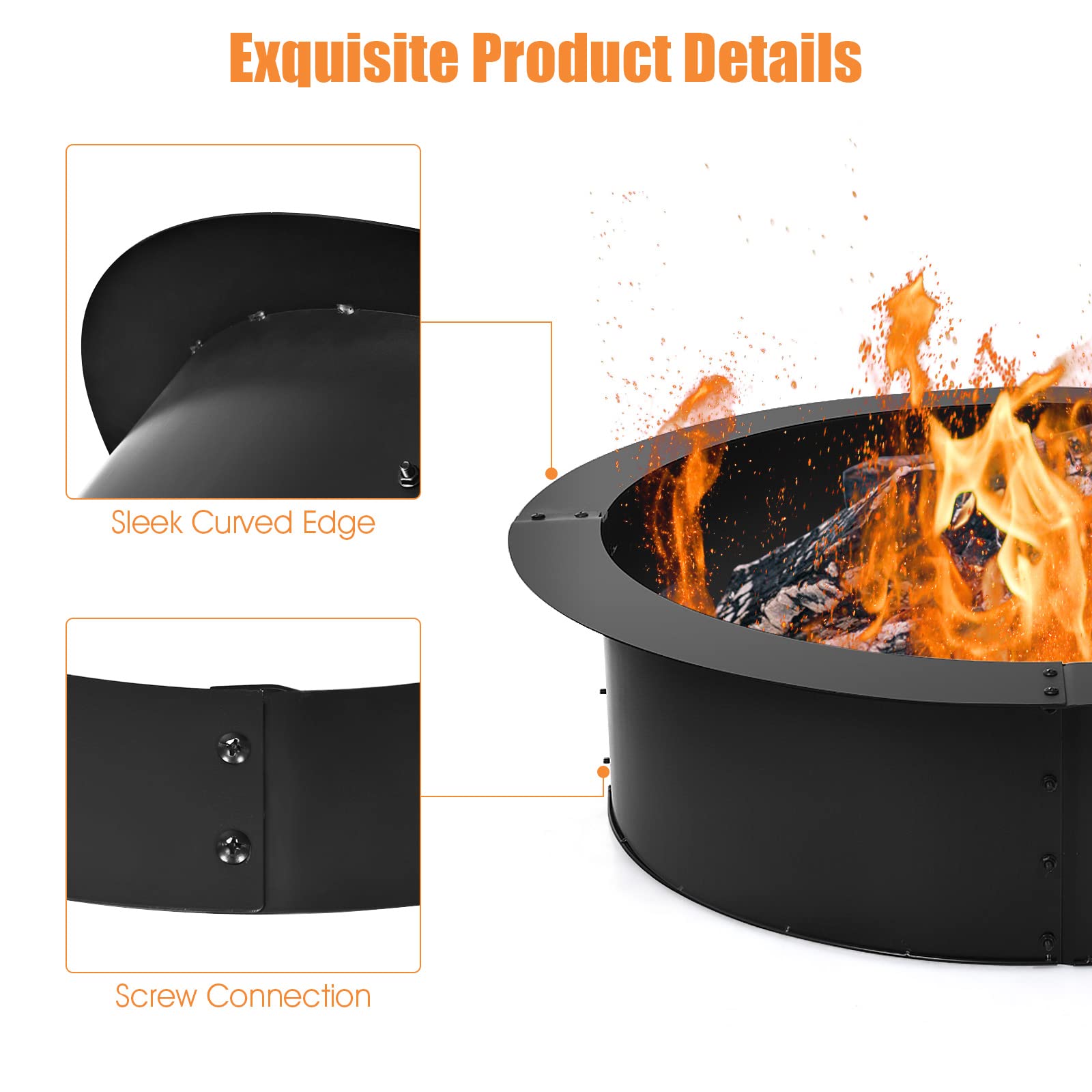SOARS Anello per Braciere Diametro 930 mm/ID 765 mm, Altezza 255 mm | Braciere Rotondo, Acciaio al Carbonio Laminato a Caldo Rinforzato, da Giardino, Campeggio e Barbecue, Outdoor Fire Pit