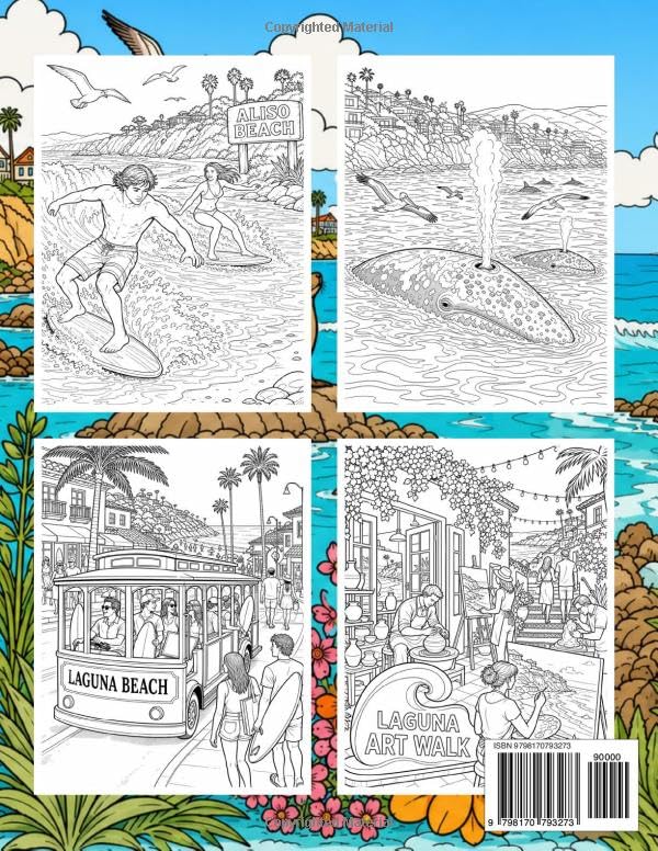 Laguna Beach Coloring Book for Adults and Kids: Orange County, Southern California: Vacation Souvenir and Travel Gift: SoCal Coast Beach Activity Pages image 3