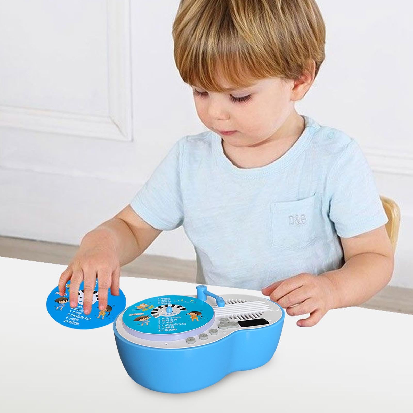 Tocadiscos De - Reproductor Cuentos Musicales para Niños Pequeños,Historias Canciones Fonógrafo - Sensorial con 84 Tarjetas para Educación Infantil Temprana.