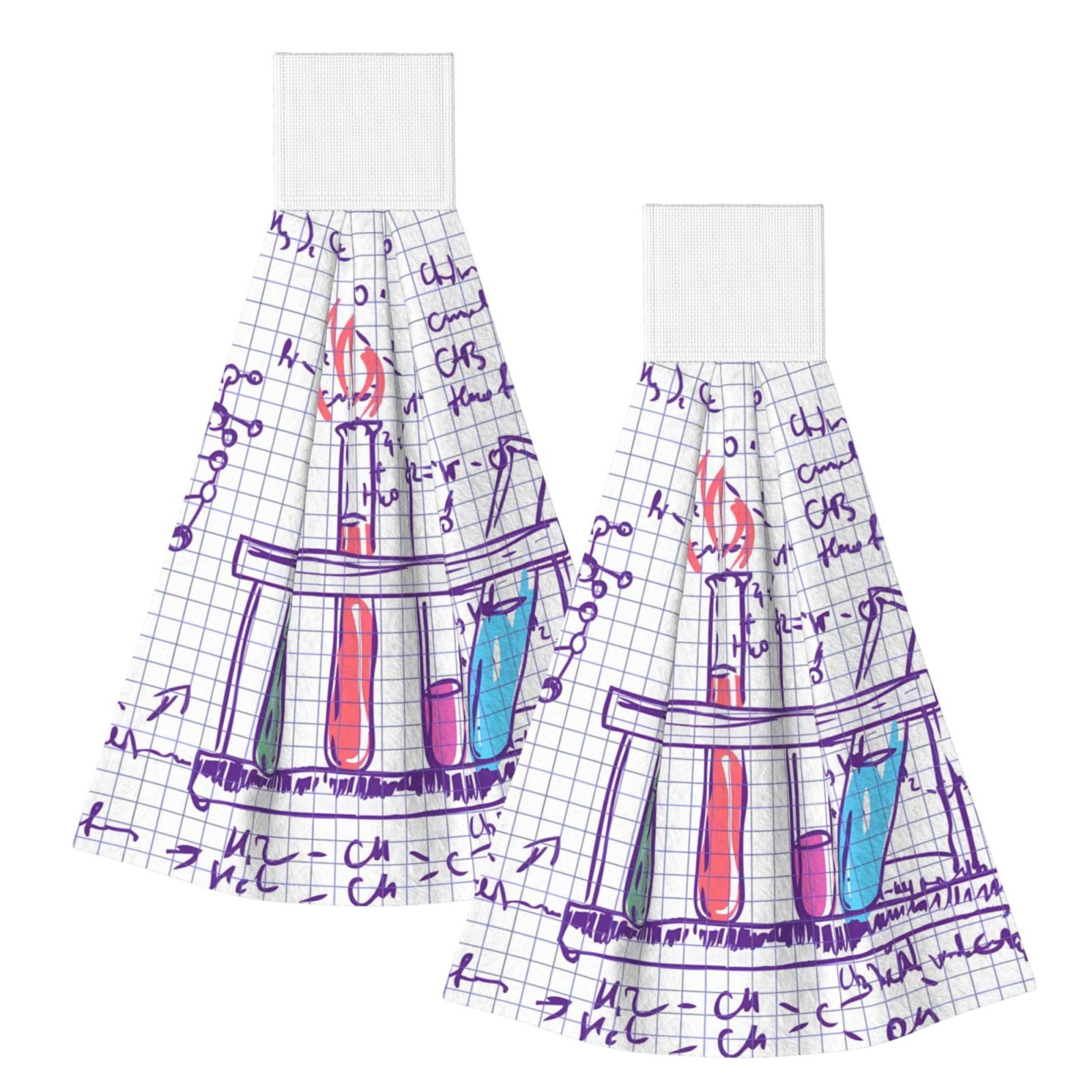 DOPKLNA Science Chemistry Lab, 2 Pcs Hanging Coral Fiber Hand Towels for Bathroom, Absorbent Kitchen Towels