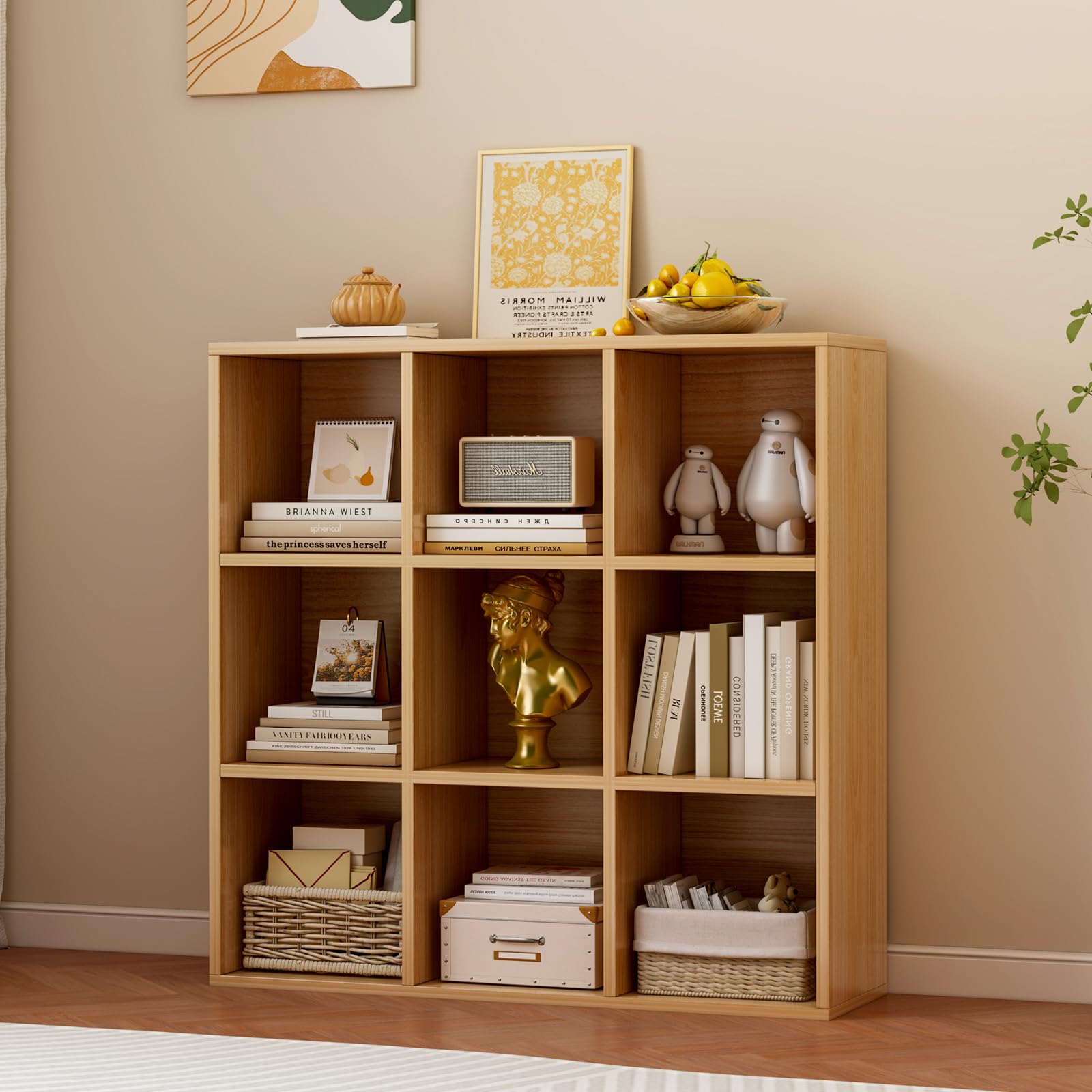 Amazon.com: OSCHF 9-Cube Storage Shelf Bookcase - Wooden 3-Tier