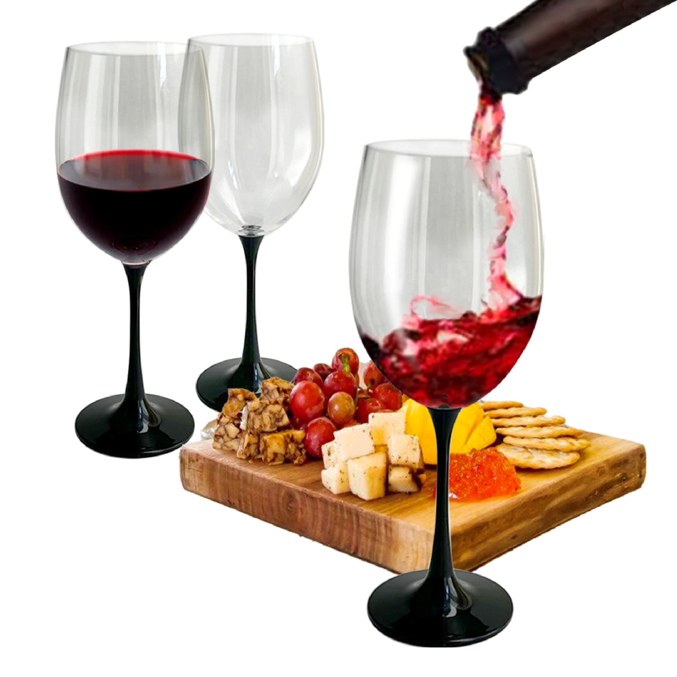Lily's Home Copas de vino tinto irrompibles con tallo, hechas de plástico irrompible inastillable, para interiores y exteriores, reutilizables y aptas para lavavajillas, 22 onzas cada una, juego de 4
