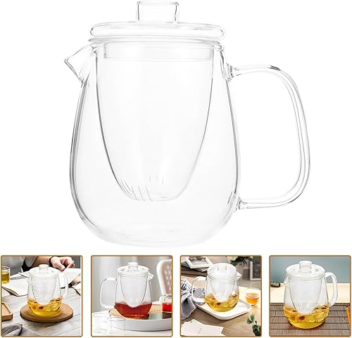 Miniatura 5 de Hemoton Tetera de vidrio resistente al calor para té de hojas sueltas Cafetera perfumada transparente para adultos para hierbas verdes