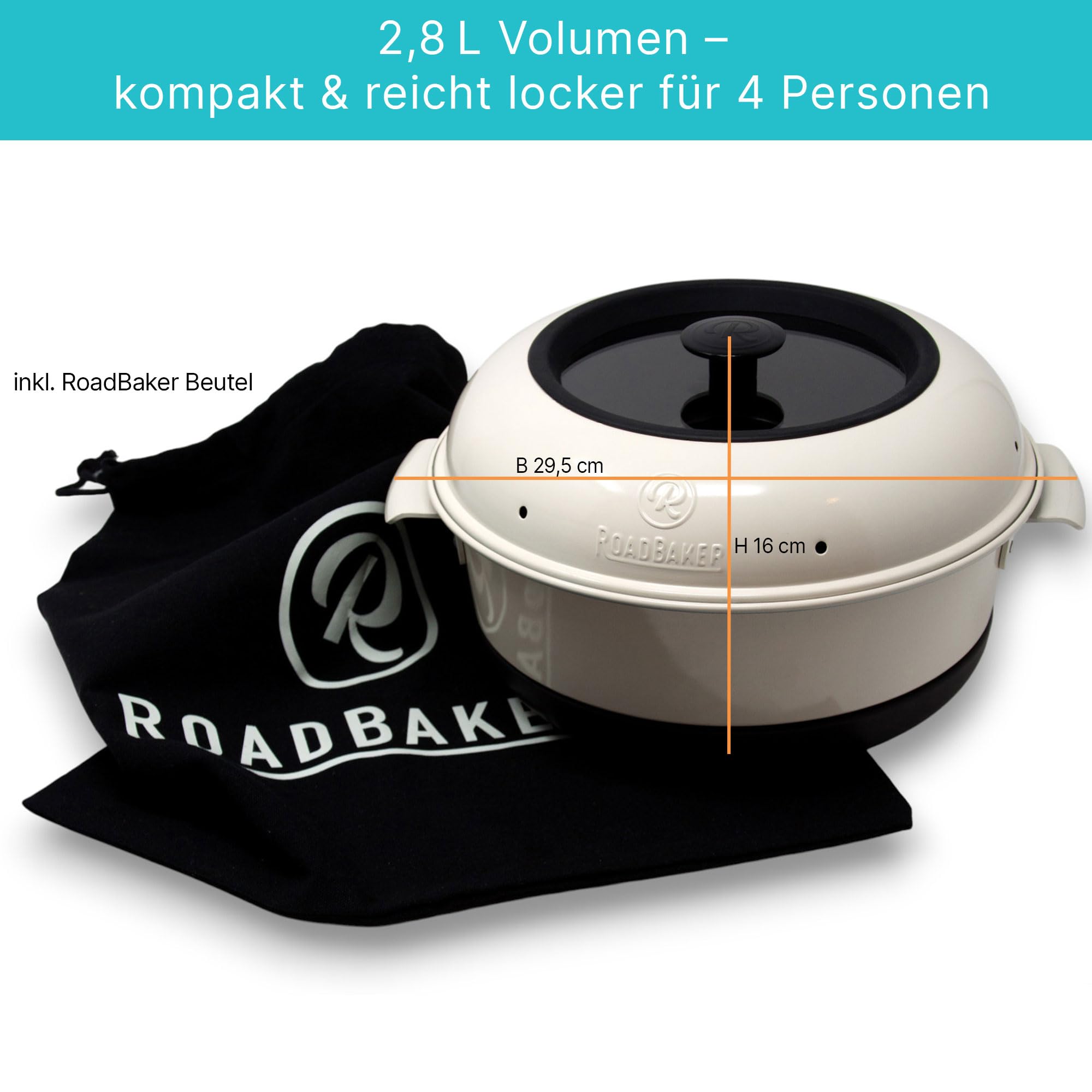 All Inclusive Set 7-teilig – Mobiler Campingbackofen mit Backgitter, Kochbuch & Küchenzubehör | Backofen für Gaskocher | Camping Zubehör für Wohnmobil & Vanlife