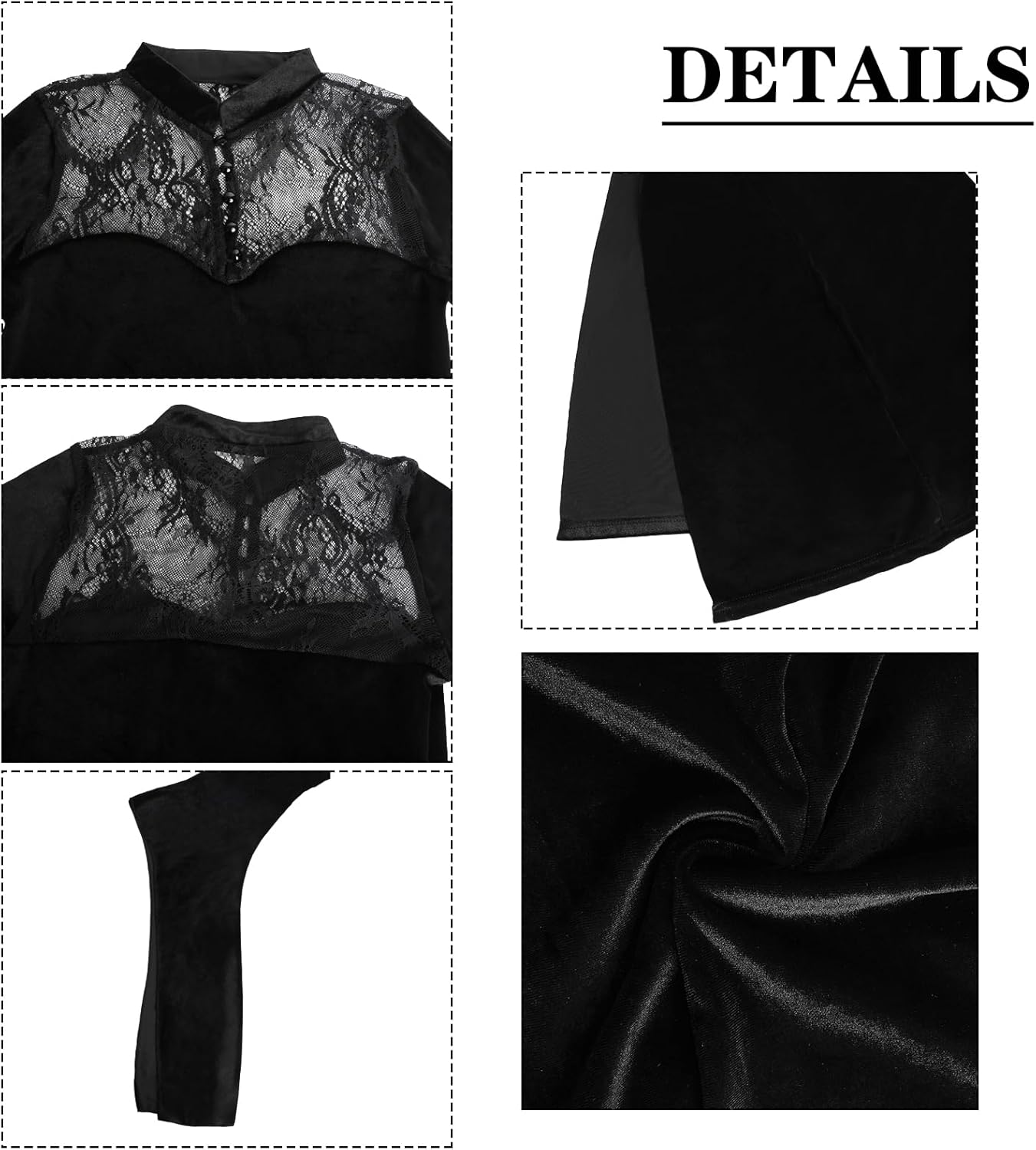 Halloween Costumes Women Long Flare Sleeve Gothic Dress Black Lace Split Goth Vintage Dress