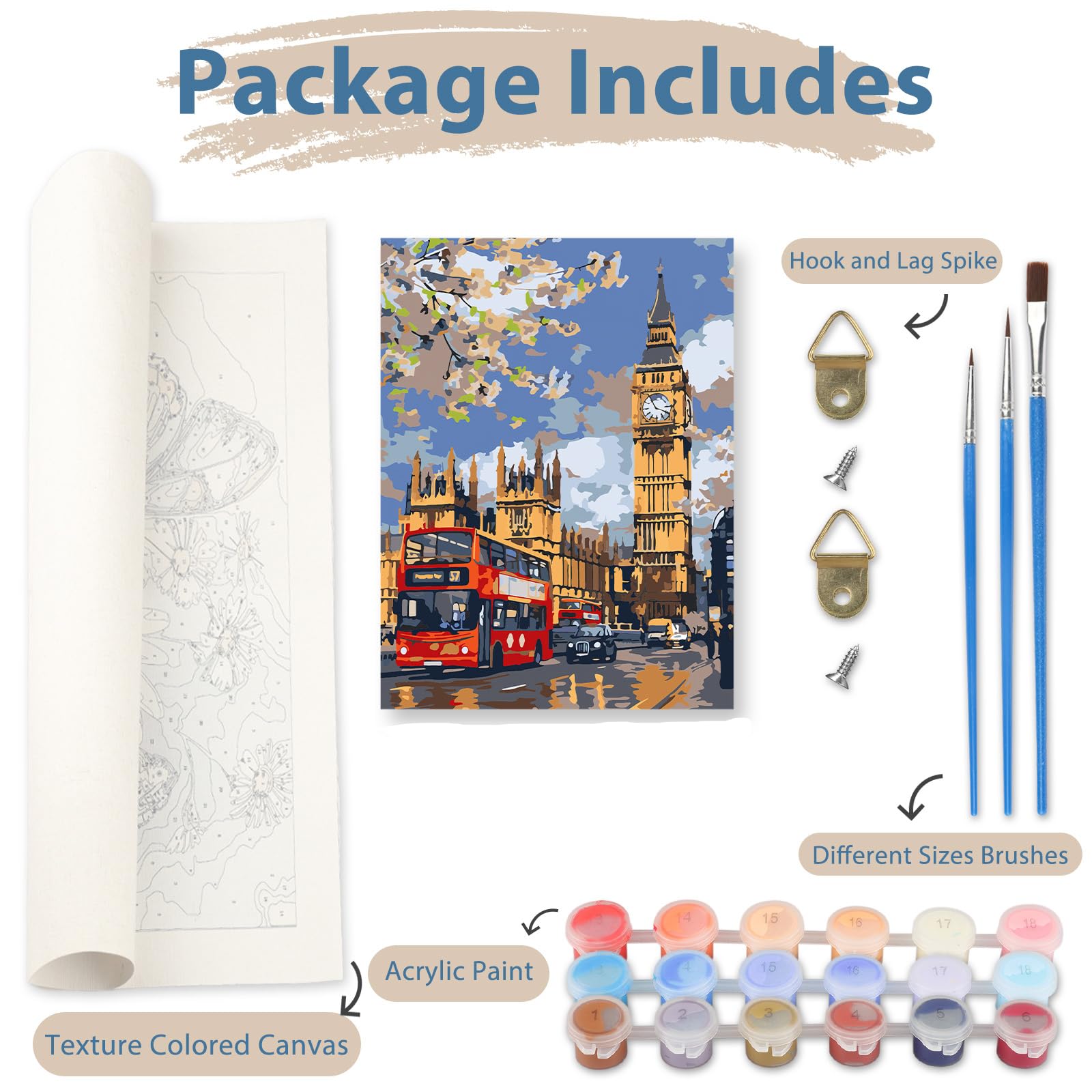 Kits De Pintura Por Números Con Pinceles Y Acrílicos Obras De Arte-18