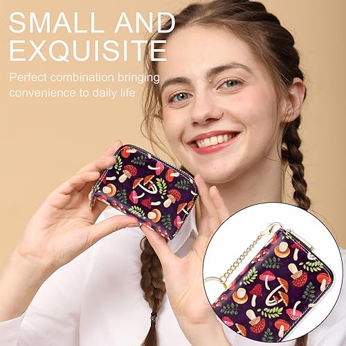 Miniatura 2 de APHISON Carteras porta tarjetas de crédito RFID para mujeres, estuche de cuero con cremallera para tarjetas para damas, cartera llavero