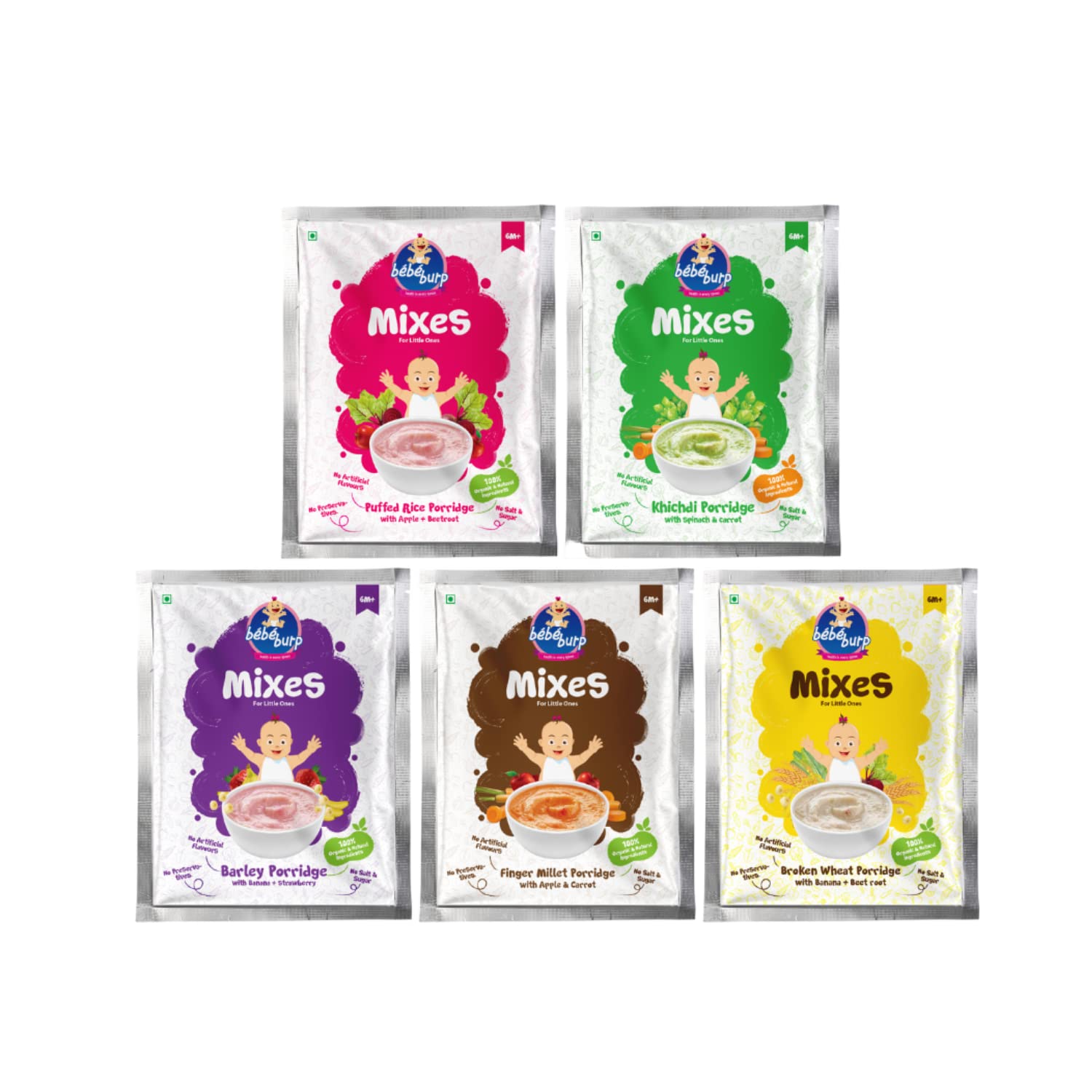 BEBE BURP cereal Sample Pack Of 5-30 Gm Each| No Sugar No Salt | No Artificial Preservatives & Flavours |Real fruits & Vegetables| 180gm (B0C53ZZ1ZF) Amazon Price History, Amazon Price Tracker