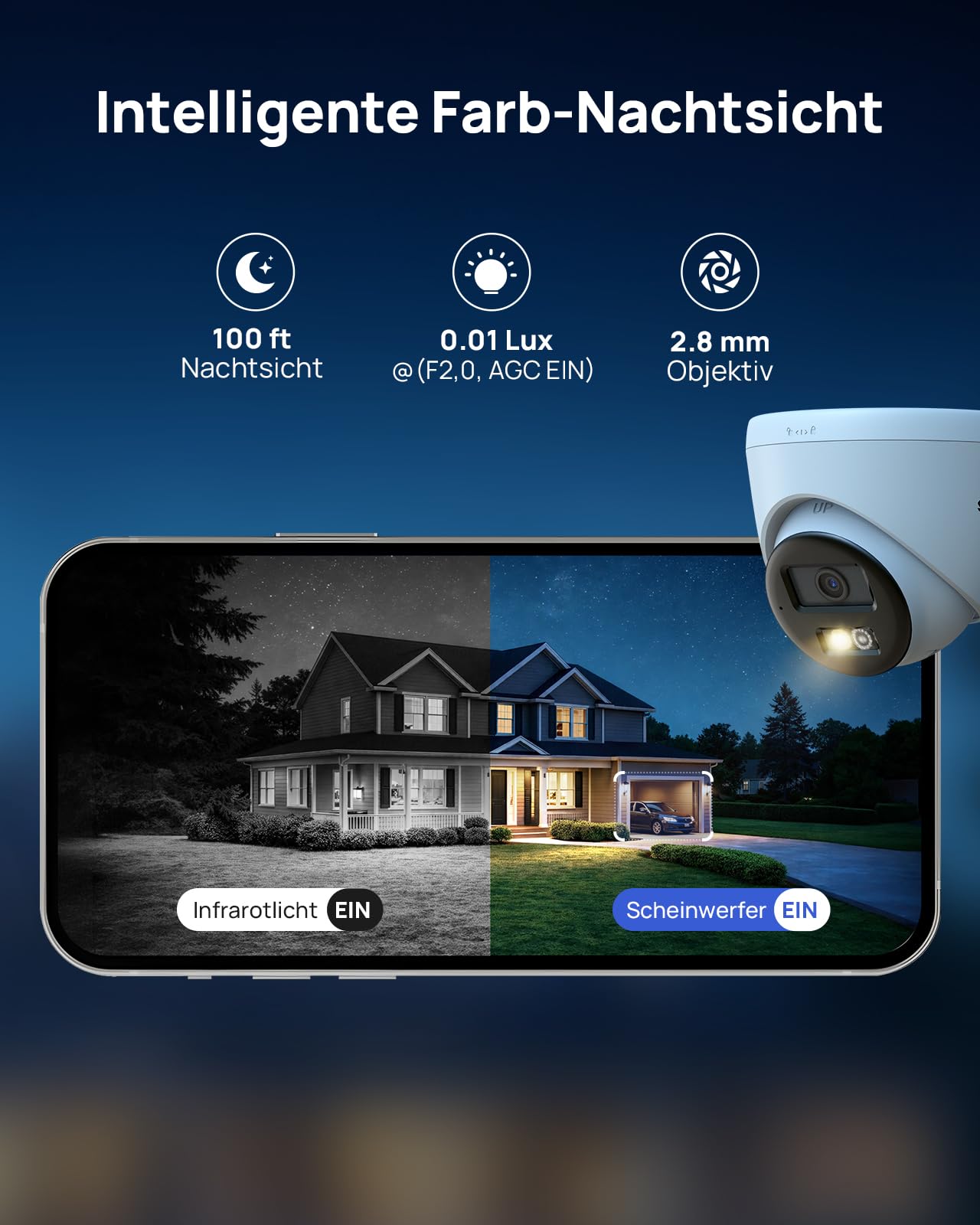 ANNKE 3K PoE Überwachungskamera Aussen, IP Kamera mit Personen- und Fahrzeugerkennung, Audio und microSD Kartensteckplatz, 100 Fuß Nachtsicht, IP67 Wasserfest, H.265+ (Update-Version von C500) | IP Kamera mit Zwei-Wege Audio, 100 Fuß Nachtsicht, 512GB mic