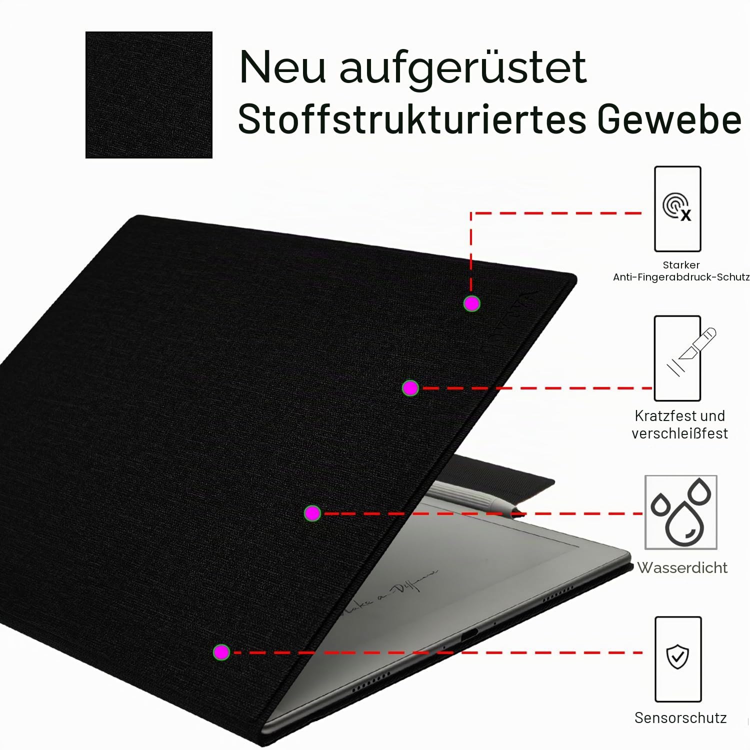Magnetische Schutzhülle mit Standfunktion für Onyx Boox Tablet Go 10.3 (2024 veröffentlicht), ultradünne, leichte Lederhülle mit magnetischer Stiftschnalle, automatischer Schlaf-/Wachmodus