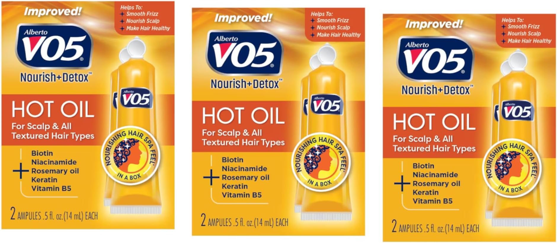 Alberto Vo5 Hot Oil Intense Conditioning Treatment, 0.5 Ounce, 2-count Tubes (Pack of 3)