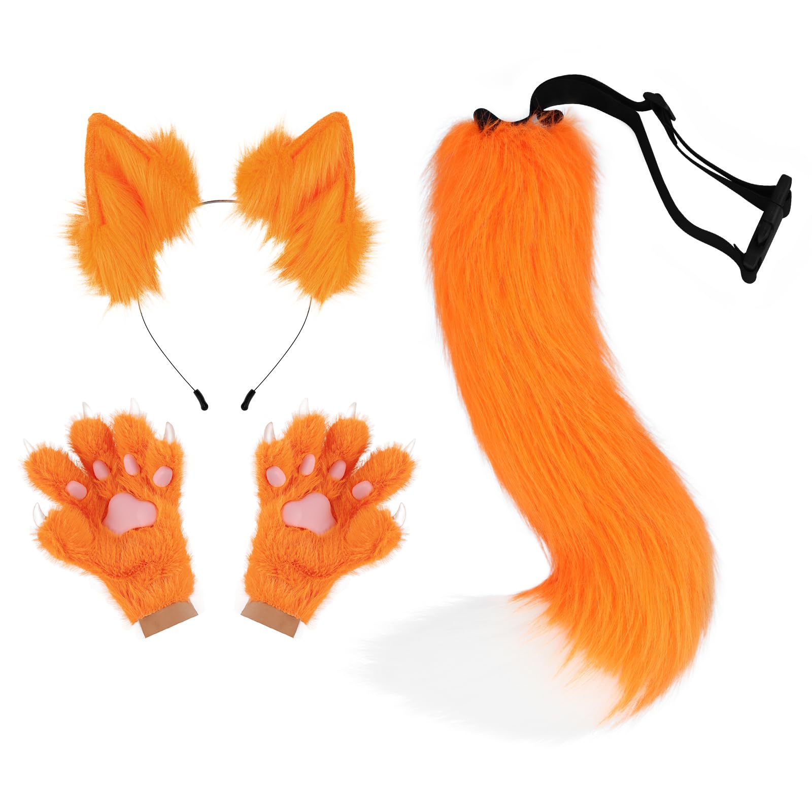 Guantes De Pata De Oso, Gato O Lobo – Manoplas De Felpa Esponjosas Para Halloween, Navidad Y Disfraces De Animales, Talla Única 50x25 Cm