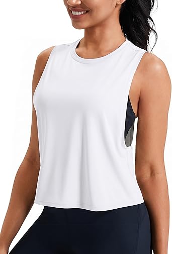 Workout Tank Tops for Women, Athletic Crop Top | UPF50+ Ice Silk Quick Dry Loose Fit Running Yoga Gym Shirts