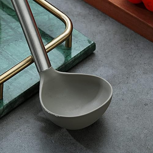 Miniatura 4 de Berglander Cucharón, Cucharón de cocina de silicona antiadherente, cucharón de sopa, cuchara de sopa para cocinar, apto para lavavajillas, fácil de