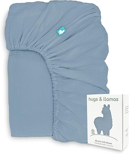 hugs & llamas Sábana bajera ajustable de muselina de algodón 100% orgánico Sábanas de cuna de primera calidad para niños y niñas Sábanas