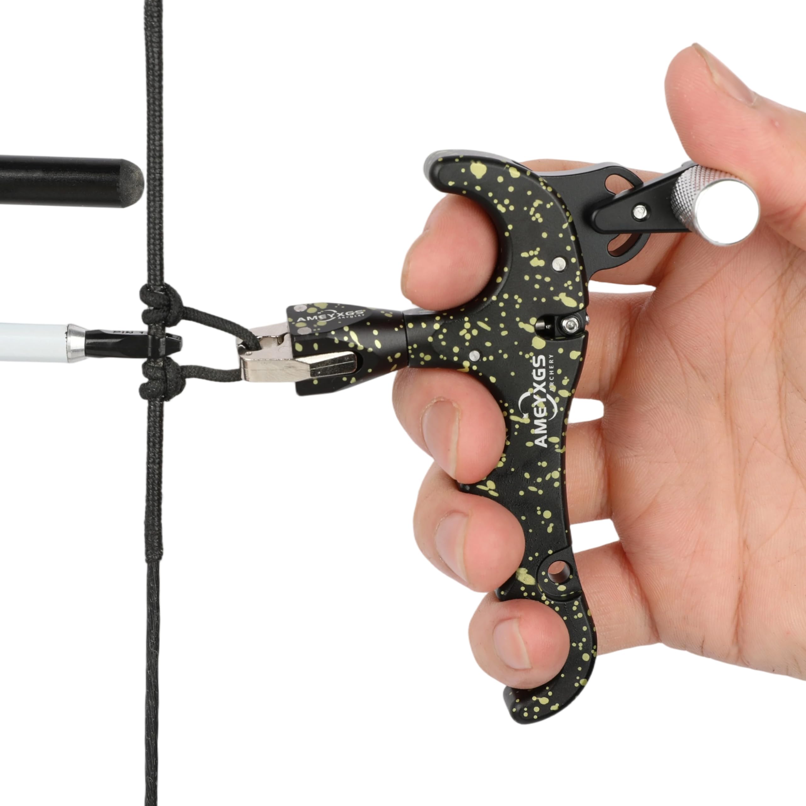 SHARROW Archery Release Aids Compound Bow Thumb Release 4 Finger Aluminum Bow Trigger Release Caliper with Metal D-loop for Bow Hunting Shooting (Black 2) — image 1