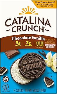 Catalina Crunch Chocolate Vanilla Sandwich Cookies, 5.9 oz (14 cookies) | Low Carb, Low-Sugar Snacks, Keto Snacks