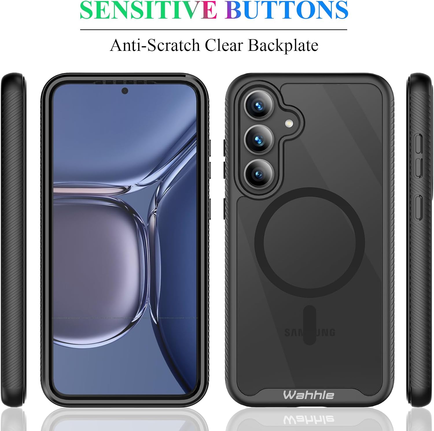 Compatible with Samsung Galaxy S25 Case, Magnetic Wireless Charging Built in Screen Protector Full Body Shockproof Slim Fit Bumper Protective Phone Cover for S25 -Black/Clear image 4