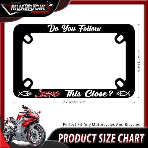 Miniatura 2 de Do You Follow Jesus Close - Marco de placa de motocicleta de acero inoxidable, divertido soporte para etiqueta, 4 agujeros, accesorio de motocicleta