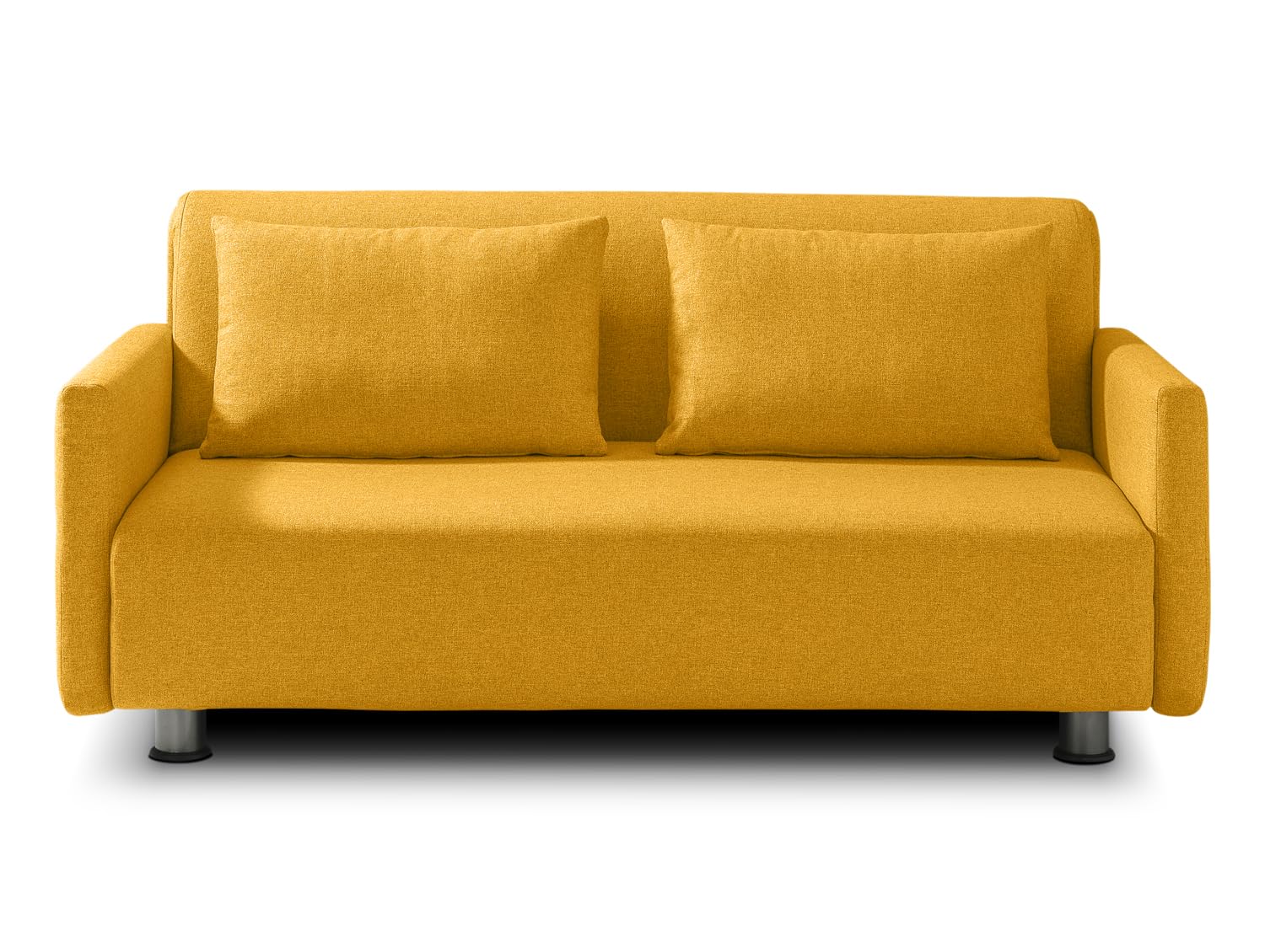 EVERGREENWEB Canapé-lit 2 Places Convertible en Lit avec Matelas 140x190 Effet Massant 0rthopédique, Extensible Sofa Bed Pliable, Housse Déhoussable et Lavable Couleur Jaune, 2 Coussins Inclus | EDITH