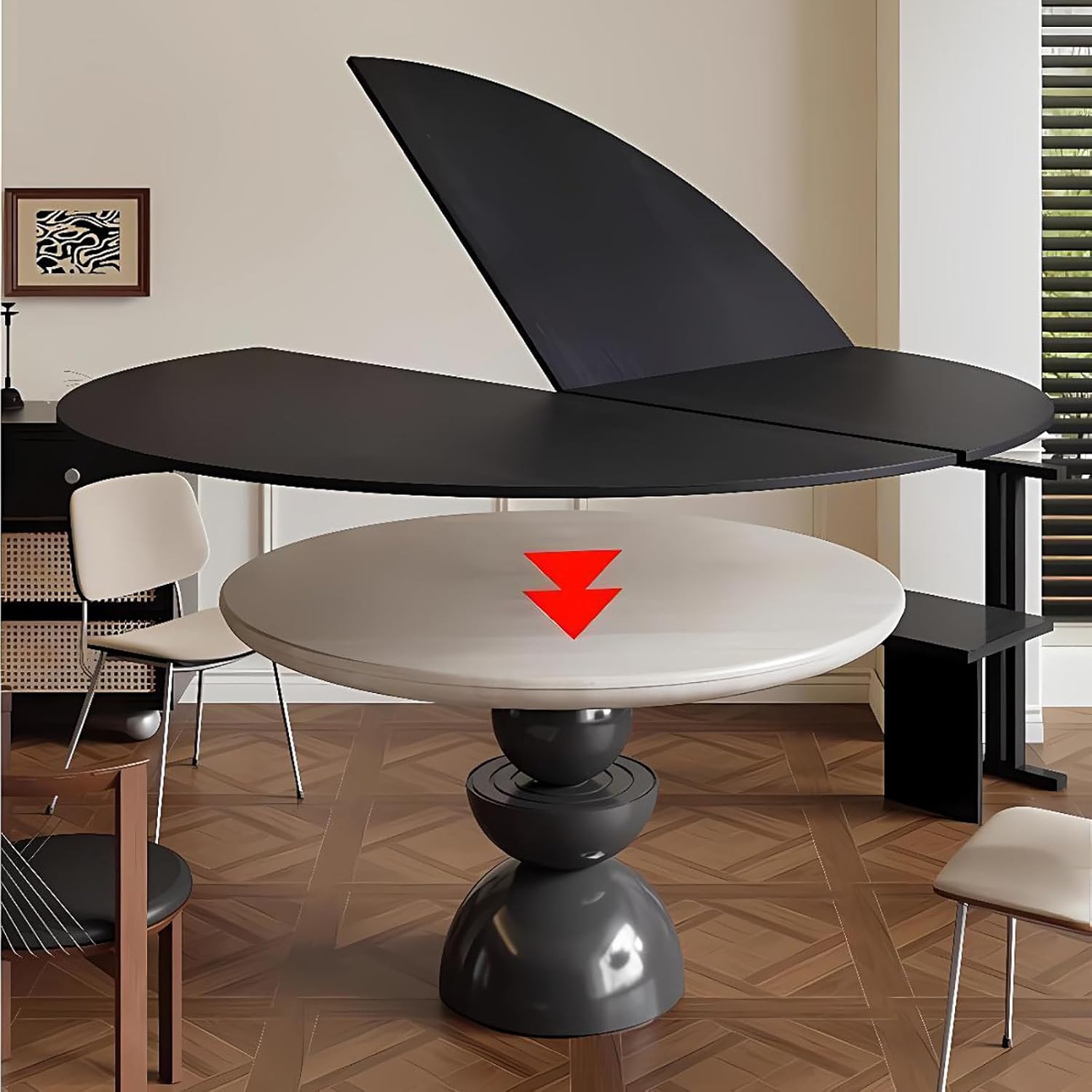 Large Round Foldable Table Top, 47.2-70.9'' inch Wood Table Top, Round Table Tops Folding Table No Legs, Replace Desktop for Indoor Outdoor Patio Table (B, 59.06in/150cm)