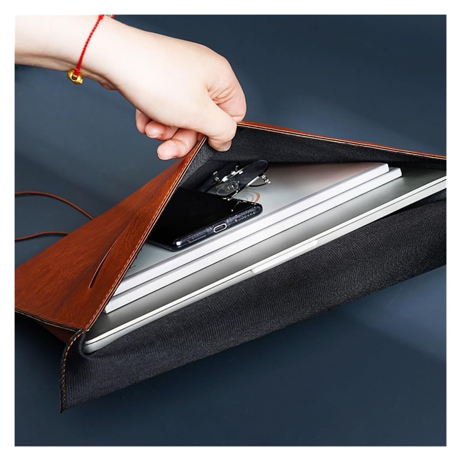 Etui na dokumenty ze skóry PU, Skórzany organizer na dokumenty, koperta, teczka, organizer, wielokolorowy, 247 x 353 x 235 mm, opakowanie 3 szt.(Brown)