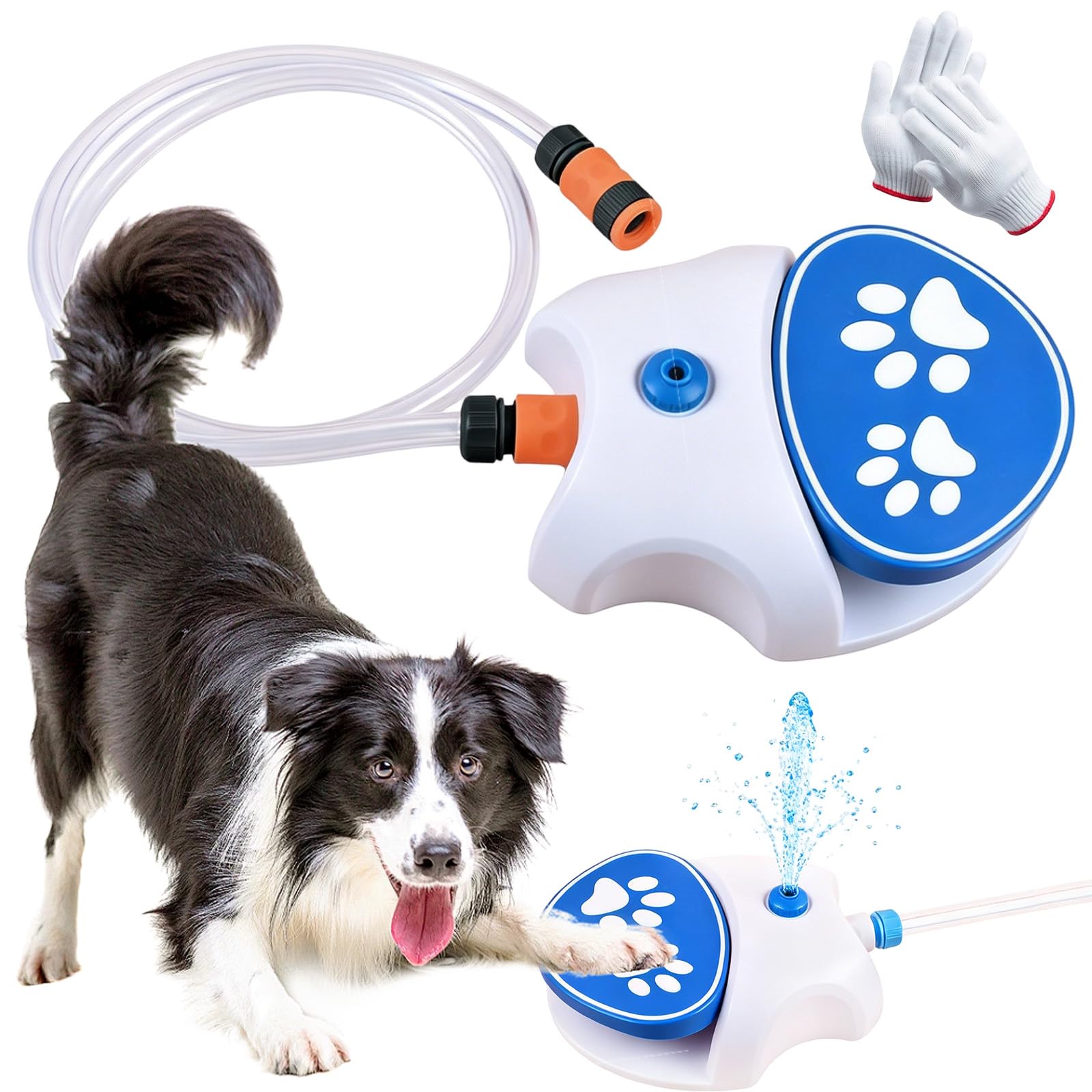 Dog Water Pedal, Dog Sprinkler, Dog Water Fountain With Pressure Adjustment, Upgraded Copper Valve Sturdy Coated Metal Dog Water Toys For Garden (Orange)