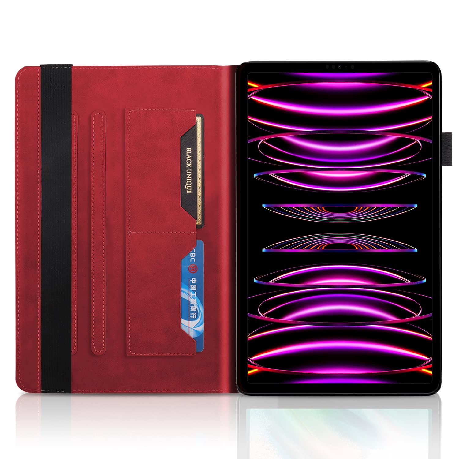 Succtopy Case for iPad Pro 12.9 6th/5th/4th/3rd Generation Folio Flip PU Leather Cover with Pen Holder Protective Tablet Case with Stand Function for iPad Pro 12.9 Inch 2022/2021/2020/2018 Red - Image 3