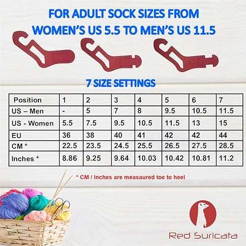 Miniatura 6 de Red Suricata Bloqueadores de calcetines de tamaño ajustable - Par de camillas para tejer y calcetines de ganchillo (2)