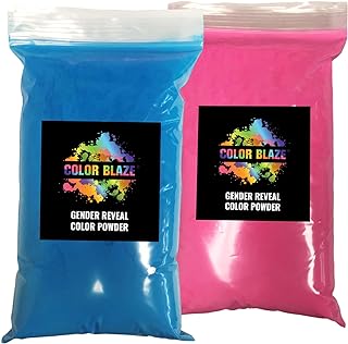 Color Blaze Baby Gender Reveal Powder - 1lb Blue & 1lb Pink Colored Power for Boy or Girl - For Car & Motorcycle Burnout, Color Toss, Photoshoot, and Festival - Pack of 2 Bags with 1 pound - Blue/Pink