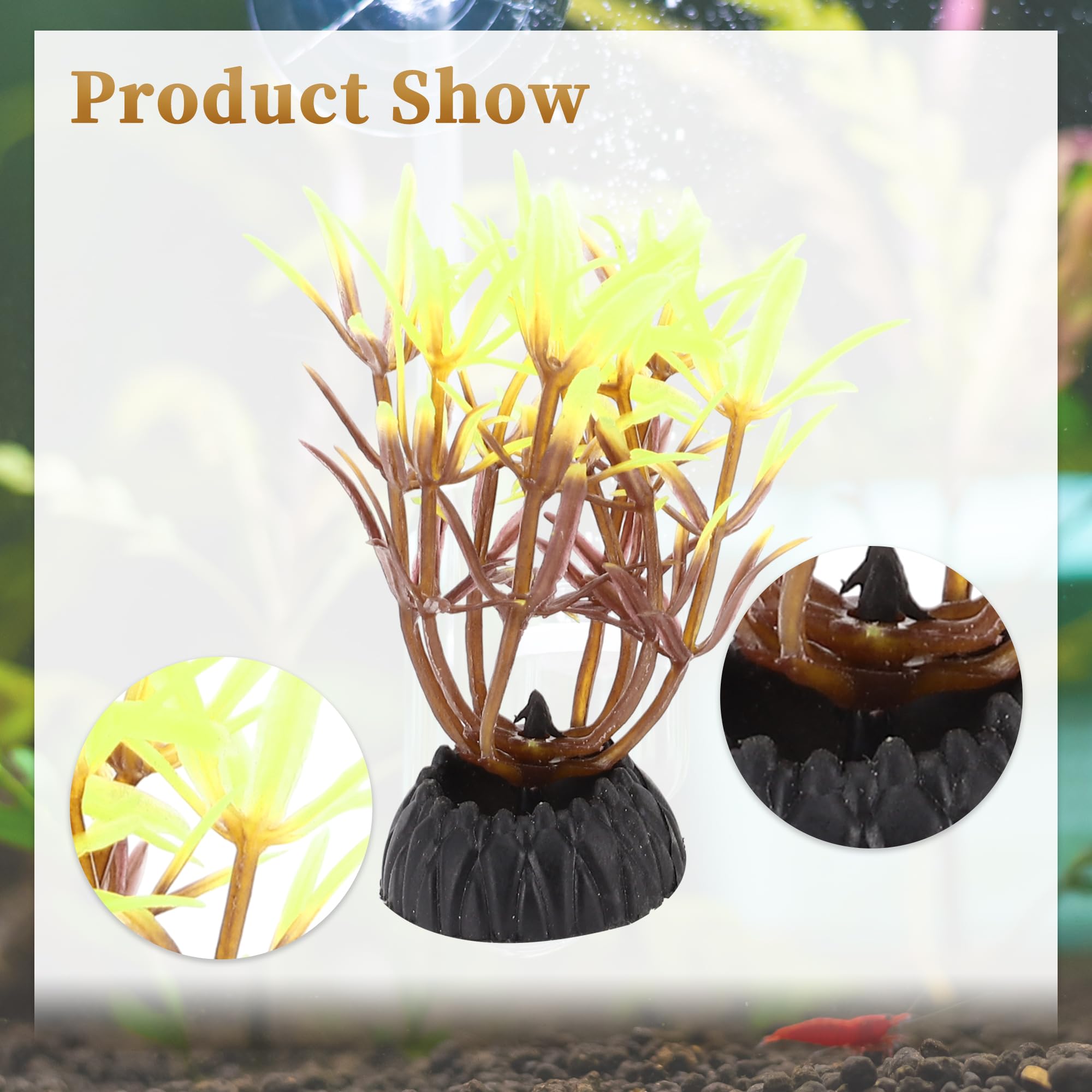 CAPASTEC Plastic Aquarium Plants, Small Aquarium Plastic Plants, Artificial Plastic Aquatic Plants, Fish Tank Plants Accessories for Aquarium Decorations, Yellow Brown
