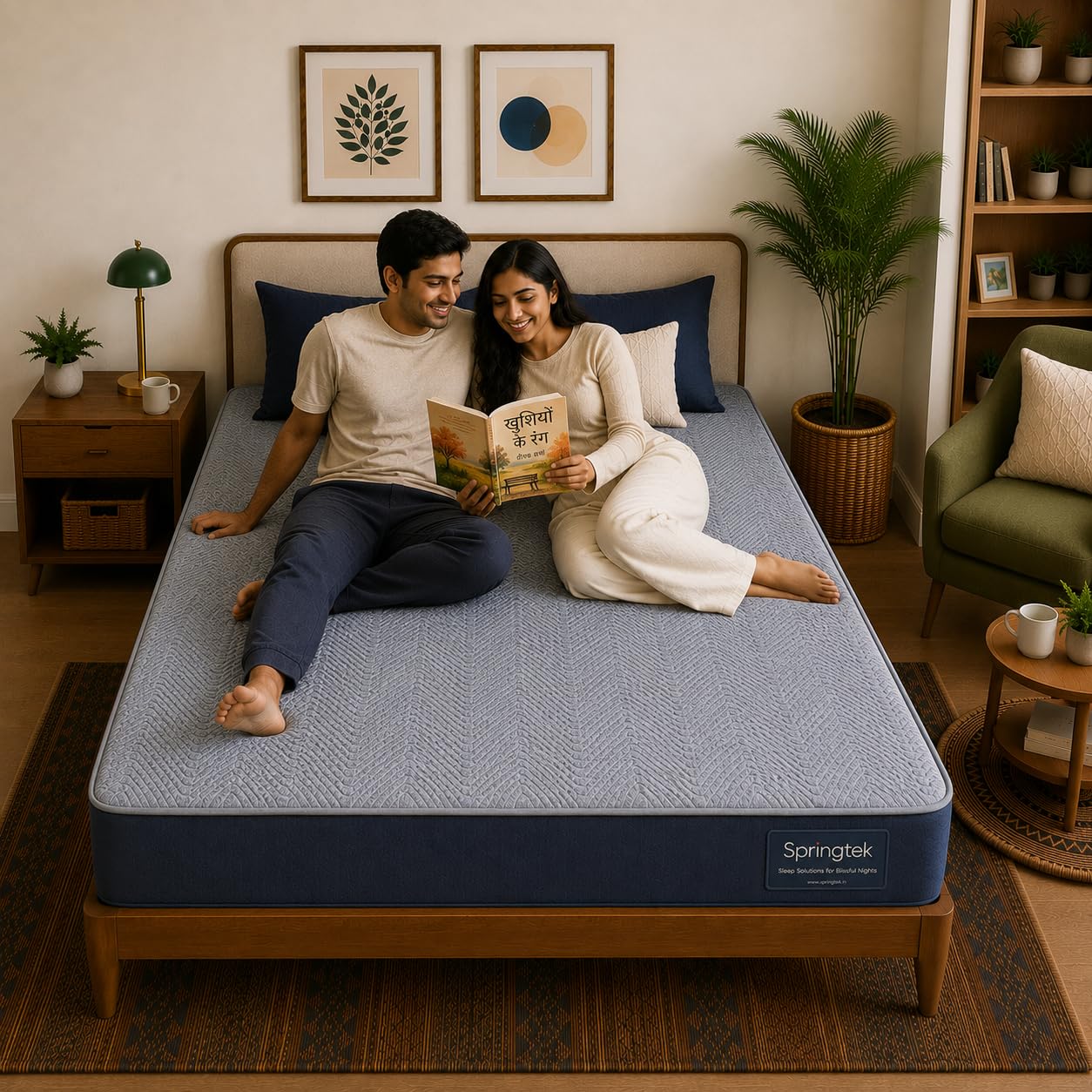 Springtek Dreamer 78x60x6 Inches Queen Size Mattress | Memory Foam Mattress | Medium Firm Orthopedic Mattress | 3 Layer Cool Memory & HR Support Foam Gadda | Mattress Double Bed Mattress-image-18