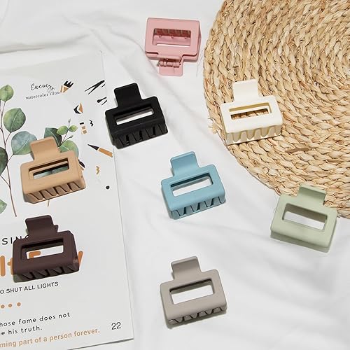 Miniatura 7 de Cobinaan Pinzas de pelo medianas para mujeres y niñas, 2 x 1 x 1.8 pulgadas, 8 piezas de color neutro, pinzas de pelo de garra para cabello delgado