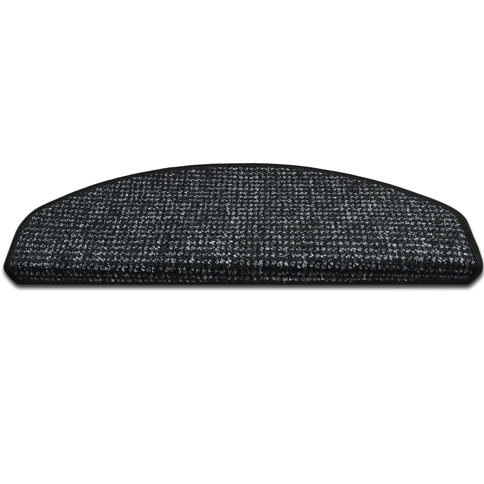 casa pura Carlton Stair Mats - Attractive Stair Protection for Indoor Use - Semicircular or Rectangular (Semicircular - 1 Piece, Anthracite)