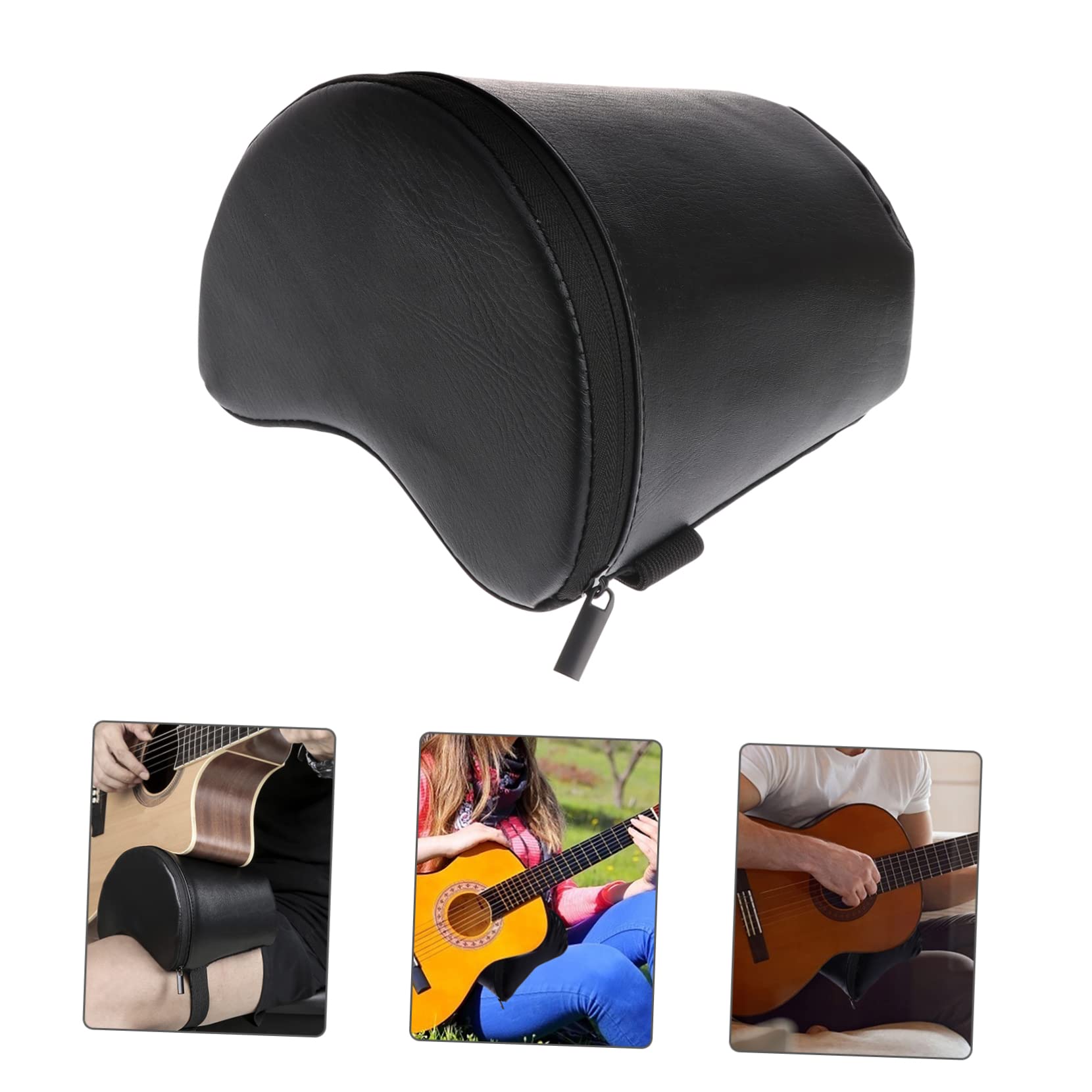 HANABASS Poggiapiede per Chitarra Classica Nero, Leggero Fascia Elastica | Pelle Sintetica e Schiuma, per Pratica Quotidiana e Supporto Durante L'esecuzione, Accessorio per Chitarristi