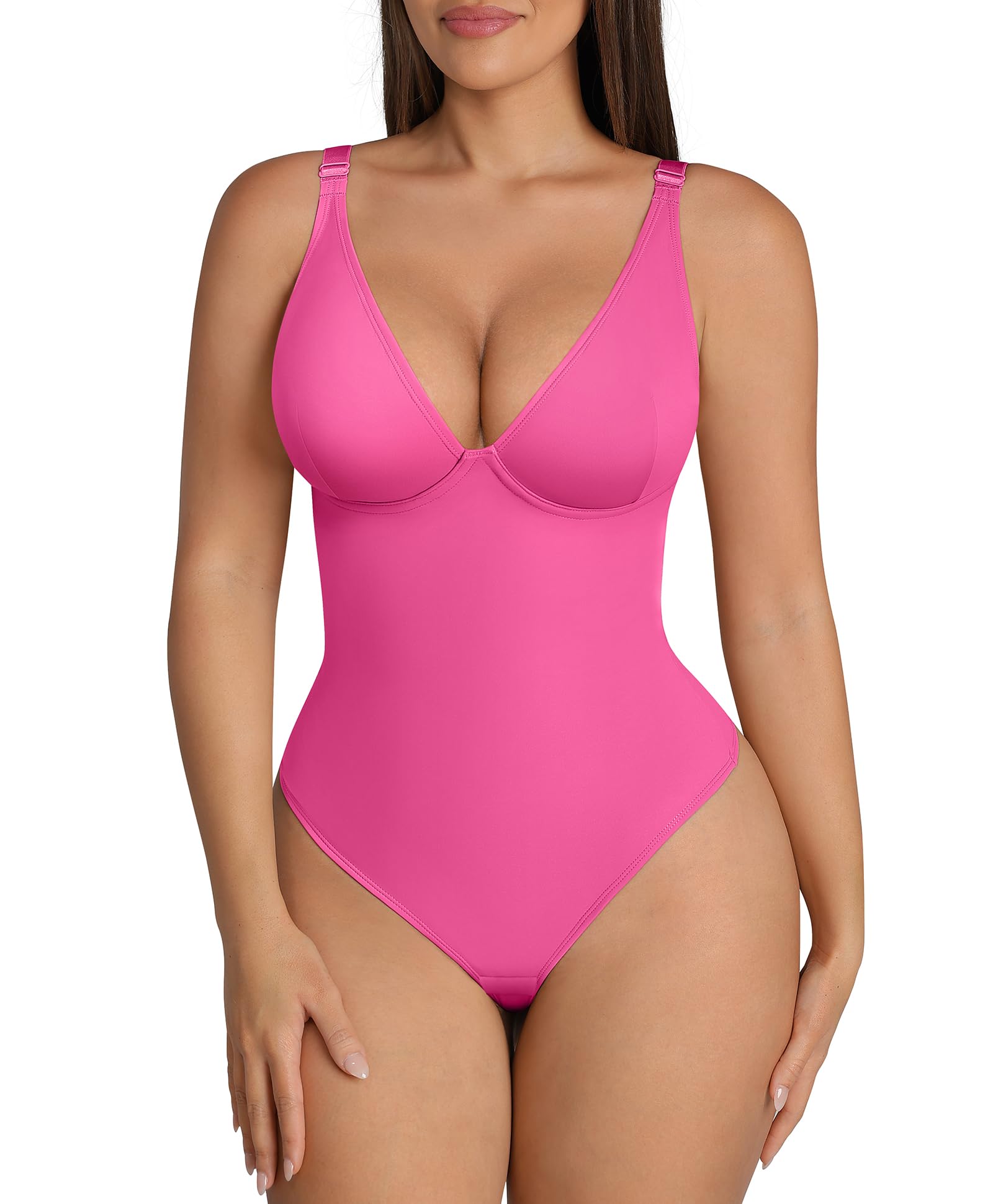 FeelinGirl Shapewear Bodysuits for Women Tummy Control Deep V Neck