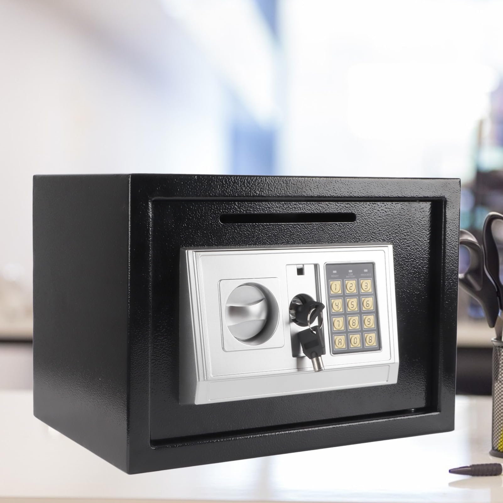 Naroote Cassetta di Sicurezza Elettronica con Tastiera Digitale, Armadio di Sicurezza Antifurto in Acciaio Legato per L'archiviazione di Documenti di Denaro in Hotel, Uffici Domes