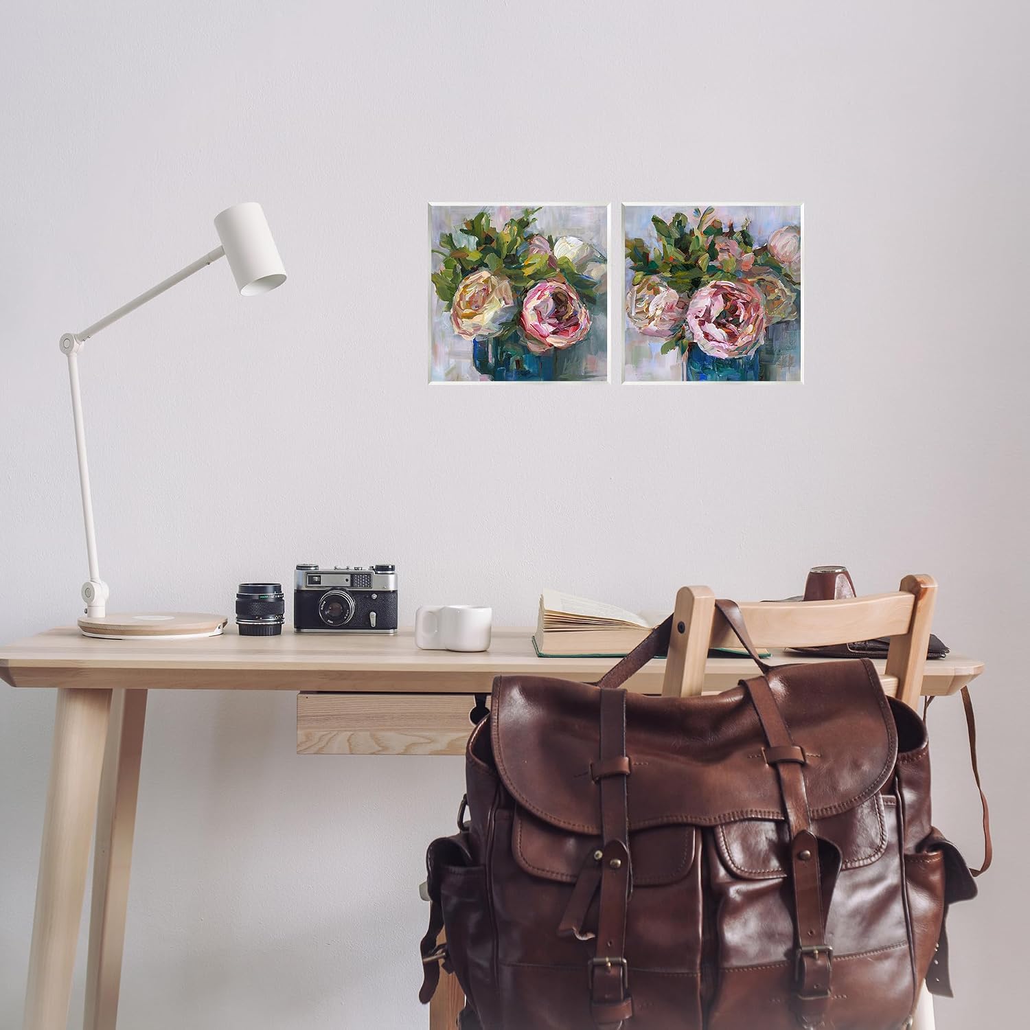 'Impasto Cabbage Roses in Vases'| 2pc Wall Plaque Art Set | Stupell Industries | 12 x 12 Inches, Easy to Hang and Sturdy, Made in USA, by Borcherding