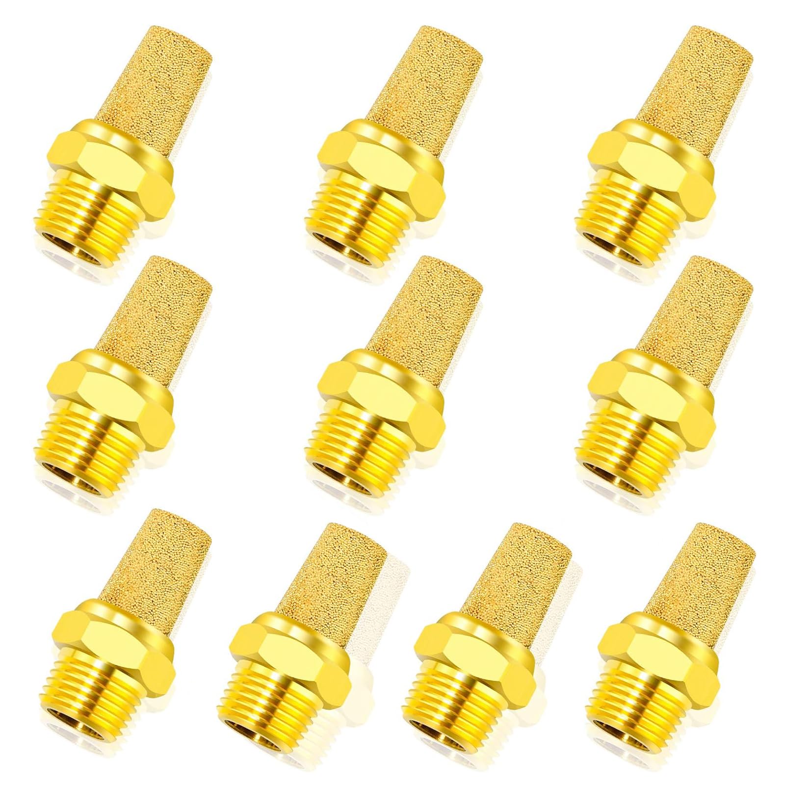 TAILONZ PNEUMATIC Silenziatore di in bronzo sinterizzato 1/4 pollice BSP Corpo in ottone sporgente confezione da 10